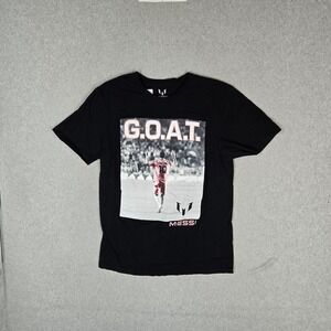 Messi Collection Men Shirt M Black Graphic Messi Soccer Tee Logo Short Sleeve
